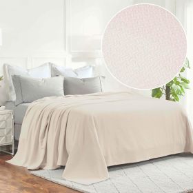 Nobel Cotton Textured Jacquard Chevron Lightweight Woven Blanket (Color: Ivory, size: Throw)