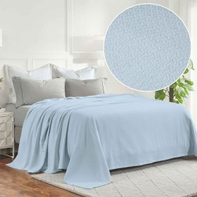 Nobel Cotton Textured Jacquard Chevron Lightweight Woven Blanket (Color: Light Blue, size: Twin)