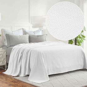Nobel Cotton Textured Jacquard Chevron Lightweight Woven Blanket (Color: White, size: Twin)