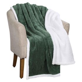 Sherpa Fleece Blanket Reversible Plush Fluffy Nuuk Jacquard (Color: Green, size: Throw XL)