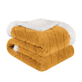 Sherpa Fleece Blanket Reversible Plush Fluffy Nuuk Jacquard (Color: Gold, size: Twin)