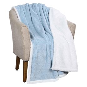 Sherpa Fleece Blanket Reversible Plush Fluffy Nuuk Jacquard (Color: Light Blue, size: Throw)