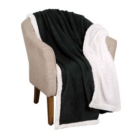 Sherpa Fleece Blanket Reversible Plush Fluffy Nuuk Jacquard (Color: Black, size: Throw)