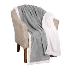 Sherpa Fleece Blanket Reversible Plush Fluffy Nuuk Jacquard (Color: Platinum, size: Throw)