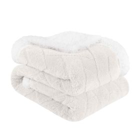 Sherpa Fleece Blanket Reversible Plush Fluffy Nuuk Jacquard (Color: White, size: Twin)