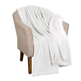 Sherpa Fleece Blanket Reversible Plush Fluffy Nuuk Jacquard (Color: White, size: Throw)