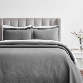 Peploi Jacquard Matelassé Floral Bedspread Set – Medium Weight (Color: Grey, size: Queen)