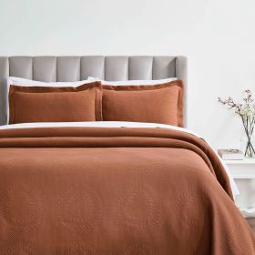 Peploi Jacquard Matelassé Floral Bedspread Set – Medium Weight (Color: Burnt Orange, size: Full)