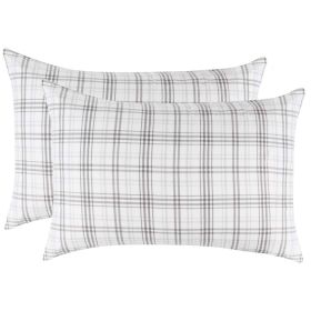 Plaid Flannel Cotton Classic Modern Farmhouse Pillowcases, Set of 2 (Color: Charcoal, size: King)