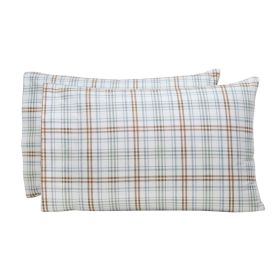 Plaid Flannel Cotton Classic Modern Farmhouse Pillowcases, Set of 2 (Color: Green/Rust, size: Standard)