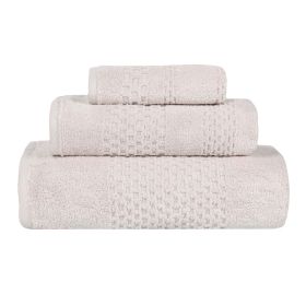 Playa Zero Twist Cotton Solid Waffle Textured 3 Piece Towel Set (Color: Silver, size: 3 Piece Towel Set)