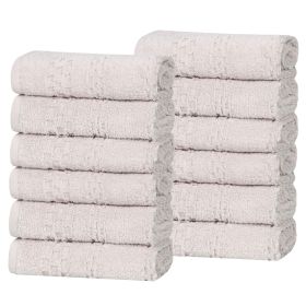 Playa Zero Twist Cotton Solid Waffle Textured Face Towels, Set of 12 (Color: Silver, size: 12 Piece Face Towels)