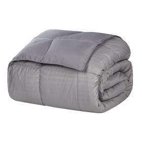 Reversible Down Alternative All-Season Solid Striped Blanket (Color: Grey, size: Twin/Twin XL)