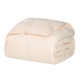 Reversible Down Alternative All-Season Solid Striped Blanket (Color: Ivory, size: Twin/Twin XL)