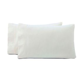 Rome Flannel Cotton Solid Fuzzy Pillowcases, Set of 2 (Color: Ivory, size: Standard)