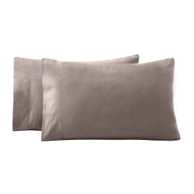 Rome Flannel Cotton Solid Fuzzy Pillowcases, Set of 2 (Color: Grey, size: Standard)