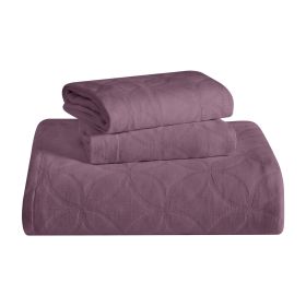100% Cotton Matelassé Bedspread Set Lightweight Celtic Wedding Ring Jacquard (3-Piece) (Color: Lilac, size: Full)