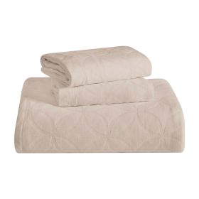 100% Cotton Matelassé Bedspread Set Lightweight Celtic Wedding Ring Jacquard (3-Piece) (Color: Linen, size: Full)