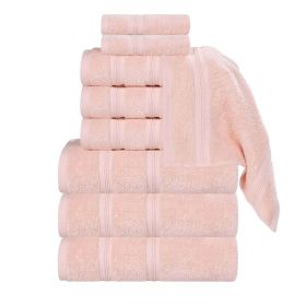 Smart Dry Zero Twist Cotton Medium Weight 9 Piece Assorted Towel Set (Color: Peach, size: 9 Piece Towel Set)
