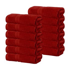 Smart Dry Zero Twist Cotton Medium Weight Face Towels, Set of 12 (Color: Crimson, size: 12 Piece Face Towels)