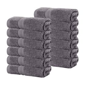 Smart Dry Zero Twist Cotton Medium Weight Face Towels, Set of 12 (Color: Grey, size: 12 Piece Face Towels)