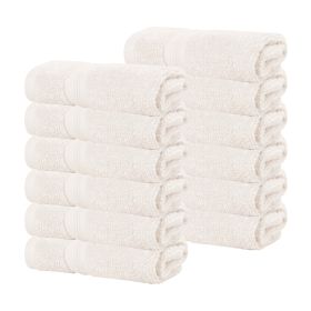 Smart Dry Zero Twist Cotton Medium Weight Face Towels, Set of 12 (Color: Ivory, size: 12 Piece Face Towels)