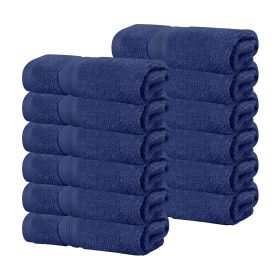 Smart Dry Zero Twist Cotton Medium Weight Face Towels, Set of 12 (Color: Navy Blue, size: 12 Piece Face Towels)