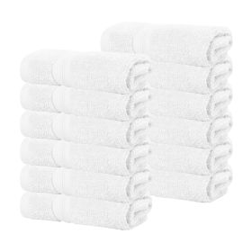 Smart Dry Zero Twist Cotton Medium Weight Face Towels, Set of 12 (Color: White, size: 12 Piece Face Towels)