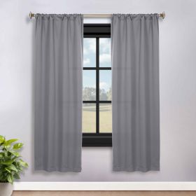Blackout Window Curtains Solid Room Darkening Rod Pocket Set of 2 (Color: Silver, size: 36" x 72")