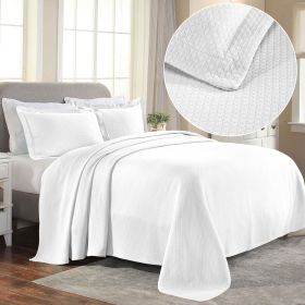 Lightweight Diamond Cotton Matelassé Bedspread Set 3-Piece (Color: White, size: Twin)