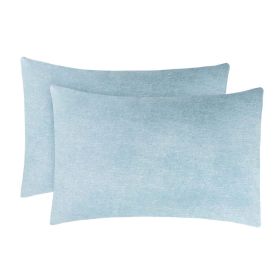 Superior Melange Flannel Cotton Two-Toned Fuzzy Pillowcases, Set of 2 (Color: Blue, size: Standard)