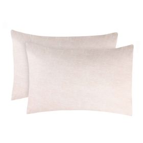 Superior Melange Flannel Cotton Two-Toned Fuzzy Pillowcases, Set of 2 (Color: Beige, size: Standard)