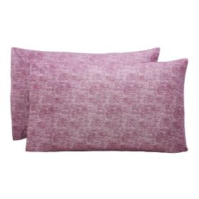 Superior Melange Flannel Cotton Two-Toned Fuzzy Pillowcases, Set of 2 (Color: Fig Plum, size: King)