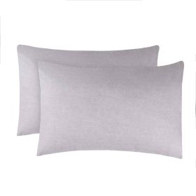 Superior Melange Flannel Cotton Two-Toned Fuzzy Pillowcases, Set of 2 (Color: Grey, size: Standard)