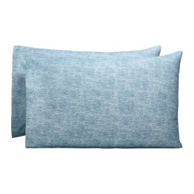 Superior Melange Flannel Cotton Two-Toned Fuzzy Pillowcases, Set of 2 (Color: Washed Blue, size: Standard)