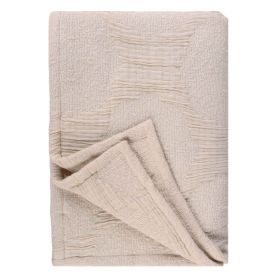 Tanta Cotton Medium Weight Textured Modern Circles Woven Coverlet (Color: Beige, size: Throw)