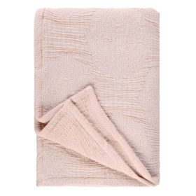 Tanta Cotton Medium Weight Textured Modern Circles Woven Coverlet (Color: Blush, size: Throw)