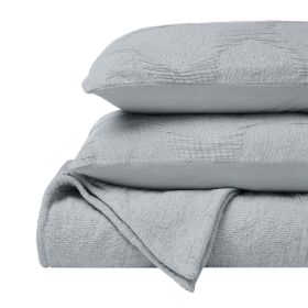Tanta Cotton Medium Weight Textured Modern Circles Woven Coverlet (Color: Denim Blue, size: King)