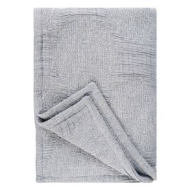 Tanta Cotton Medium Weight Textured Modern Circles Woven Coverlet (Color: Denim Blue, size: Throw)