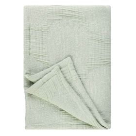 Tanta Cotton Medium Weight Textured Modern Circles Woven Coverlet (Color: Sage, size: Throw)