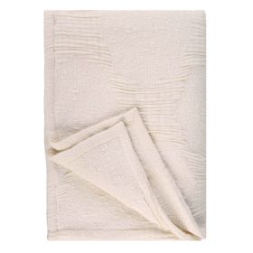 Tanta Cotton Medium Weight Textured Modern Circles Woven Coverlet (Color: Ivory, size: Throw)