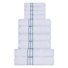 Ultra-Plush Turkish Cotton Absorbent Solid Assorted 10 Piece Towel Set (Color: Light Blue, size: 10 Piece Towel Set)