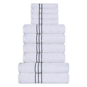 Ultra-Plush Turkish Cotton Absorbent Solid Assorted 10 Piece Towel Set (Color: Navy Blue, size: 10 Piece Towel Set)