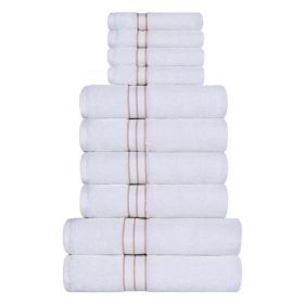 Ultra-Plush Turkish Cotton Absorbent Solid Assorted 10 Piece Towel Set (Color: Tea Rose, size: 10 Piece Towel Set)