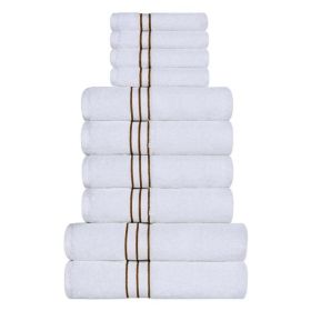 Ultra-Plush Turkish Cotton Absorbent Solid Assorted 10 Piece Towel Set (Color: Toast, size: 10 Piece Towel Set)