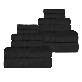 Ultra-Soft Cotton Absorbent Quick-Drying 12 Piece Assorted Towel Set (Color: Black, size: 12 Piece Towel Set)