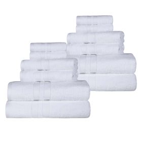 Ultra-Soft Cotton Absorbent Quick-Drying 12 Piece Assorted Towel Set (Color: White, size: 12 Piece Towel Set)