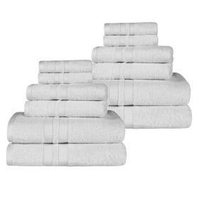 Ultra-Soft Cotton Absorbent Quick-Drying 12 Piece Assorted Towel Set (Color: Silver, size: 12 Piece Towel Set)