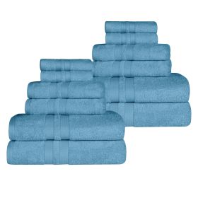 Ultra-Soft Cotton Absorbent Quick-Drying 12 Piece Assorted Towel Set (Color: Denim Blue, size: 12 Piece Towel Set)