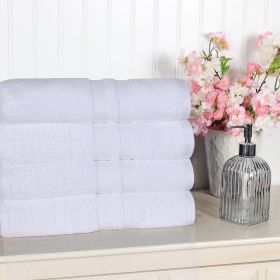 Ultra Soft Cotton Absorbent Solid Bath Towel Set of 4 (Color: White, size: 4 Piece Bath Towels)